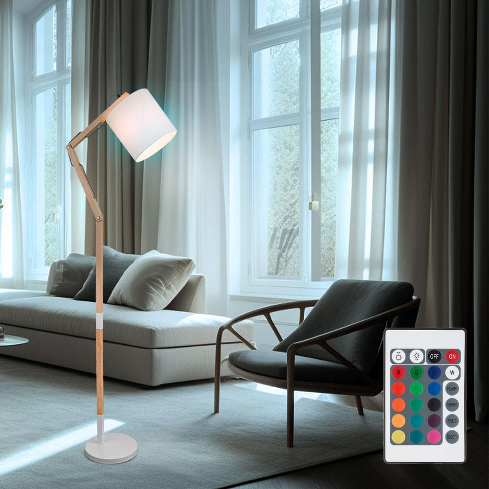 LED STEHLEUCHTE Mattis Weiß Holz - Weiß, Holz (75/25/172cm) - Globo Lighting