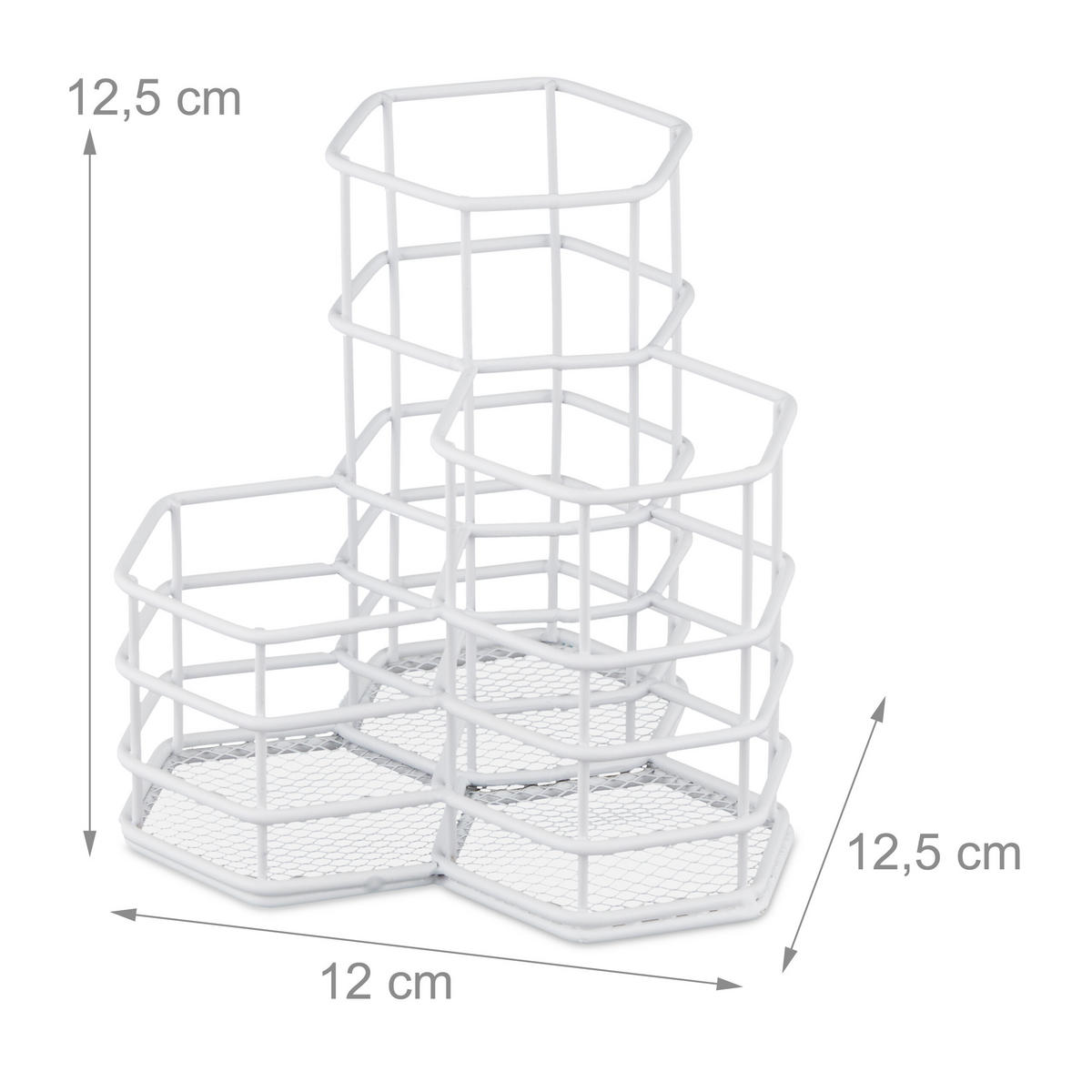 PINSELHALTER - Weiß, Metall (12/12.5/12.5cm) - Relaxdays