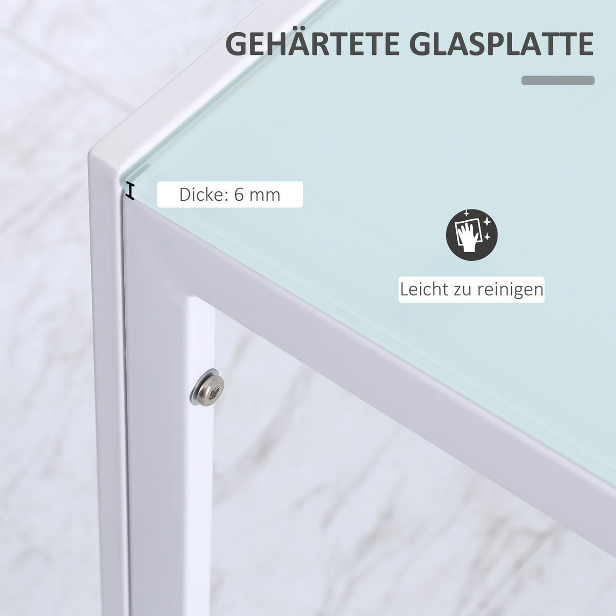 ESSTISCH Küchentisch für 4 Personen, Esszimmertisch für Küche Metall, Weiß - Weiß, Metall (120/60/75cm) - HOMCOM