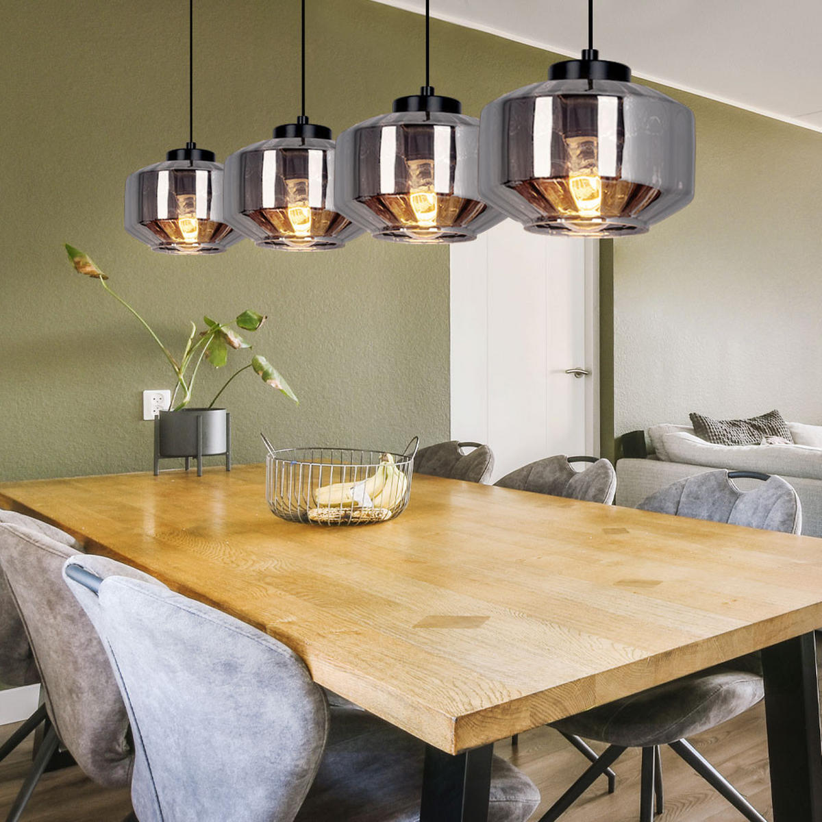 HÄNGELEUCHTE Metall Glas Schwarz - Schwarz, Glas (96/18/120cm) - Globo Lighting