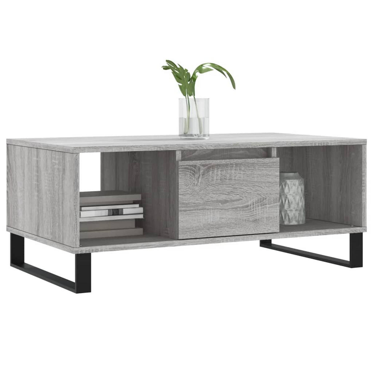 COUCHTISCH Grau Sonoma 90x50x36,5 cm Holzwerkstoff - Silbereichenfarben, Holzwerkstoff (50/90/36.5cm) - furnicato
