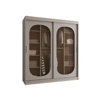 SCHWEBETÜRENSCHRANK Bahrajn 180 mit Schubladen - Kaschmir/Silberfarben, Holzwerkstoff/Kunststoff (180/200/62cm) - MIRJAN24