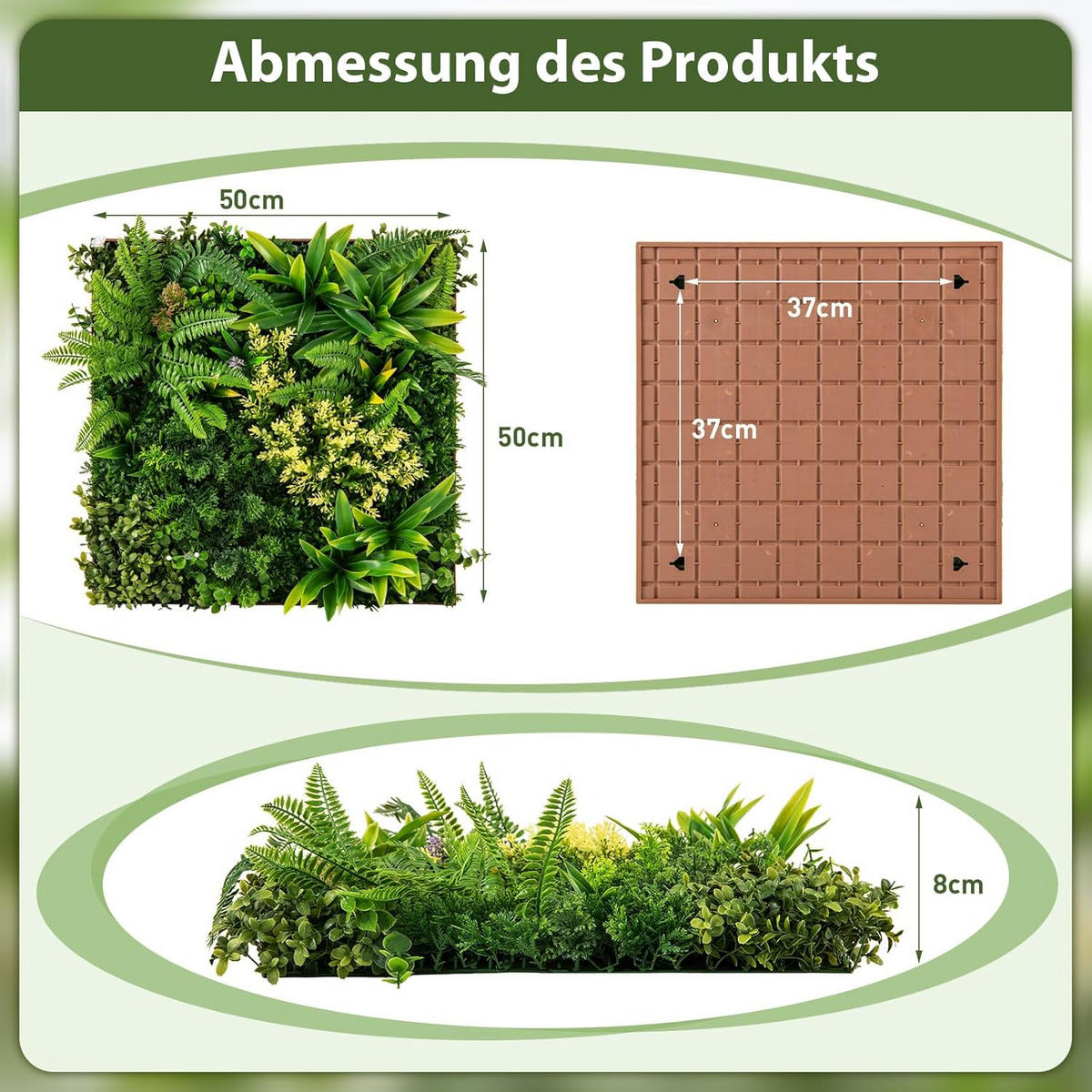 KUNSTPFLANZE Grün(2er-Set) - Grün, Kunststoff (8cm) - COSTWAY
