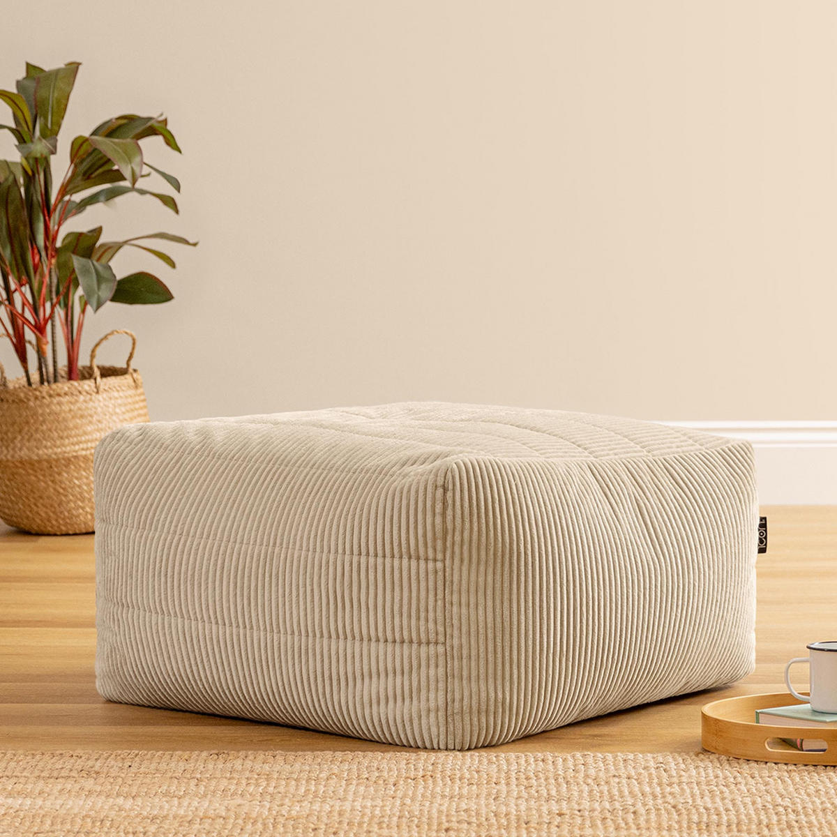 SITZSACK-HOCKER Noa modular Cord - Beige, Textil (75/70/78cm) - icon