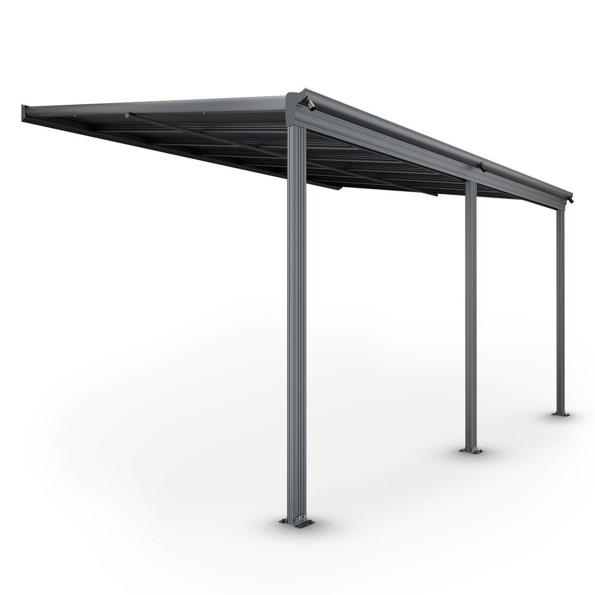 TERRASSENDACH Borneo Aluminium 4x3m dunkelgrau - Dunkelgrau, Metall (435/278/303cm) - Juskys