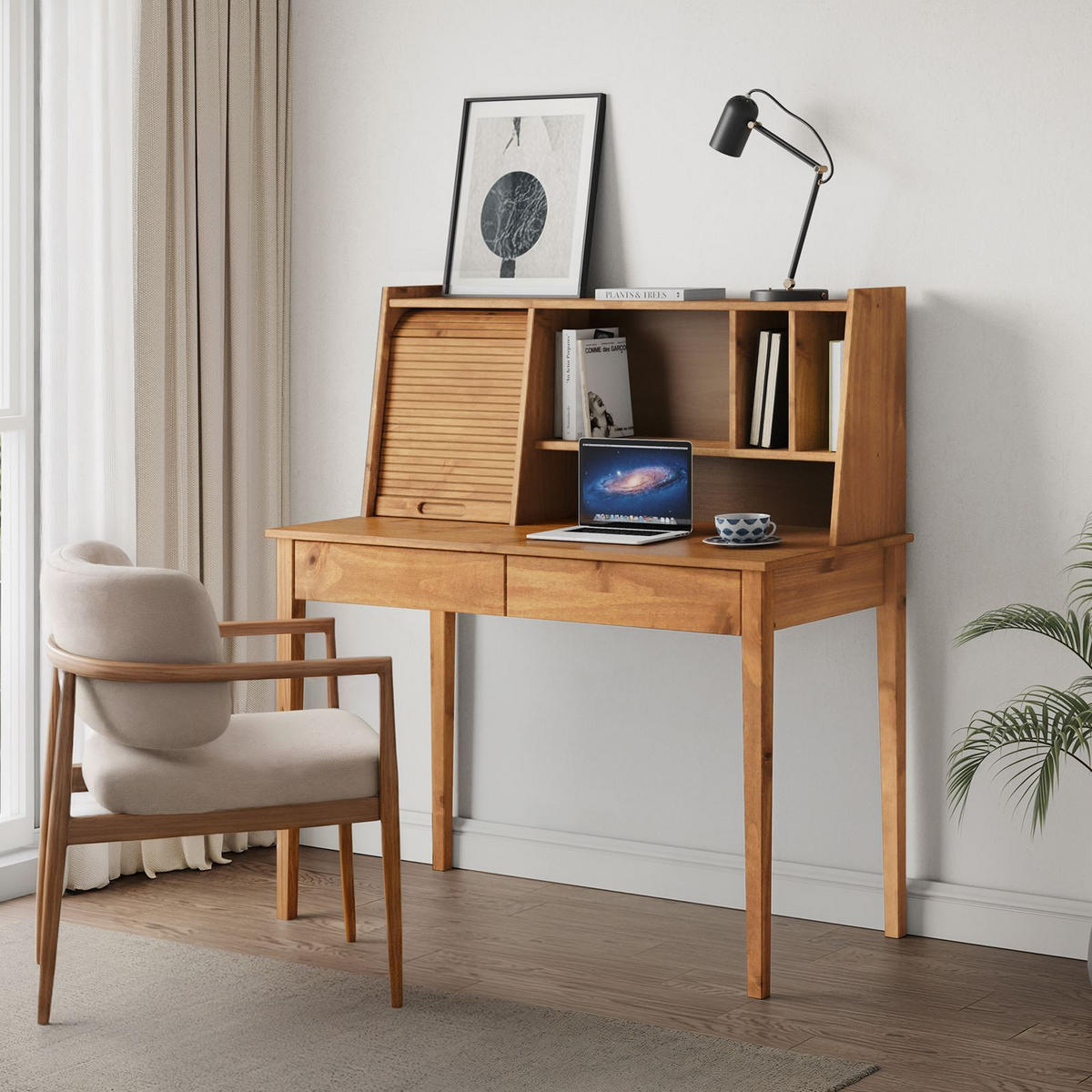 SCHREIBTISCH ALISA Eiche - Eichefarben, Holz (54/114/122cm) - IDIMEX