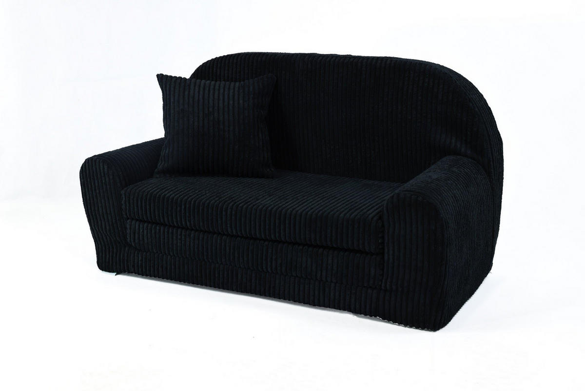 KINDERSOFA MINI aus Kuschel-Cord in Schwarz - Schwarz, Textil (78/45/40cm) - Fortisline