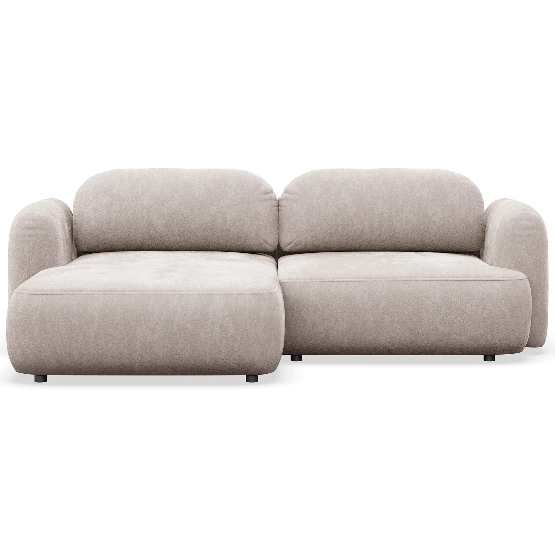 ECKSOFA Tvoya hellbeige Chenille - Ecru/Schwarz, Kunststoff/Textil (267/175cm) - Selsey