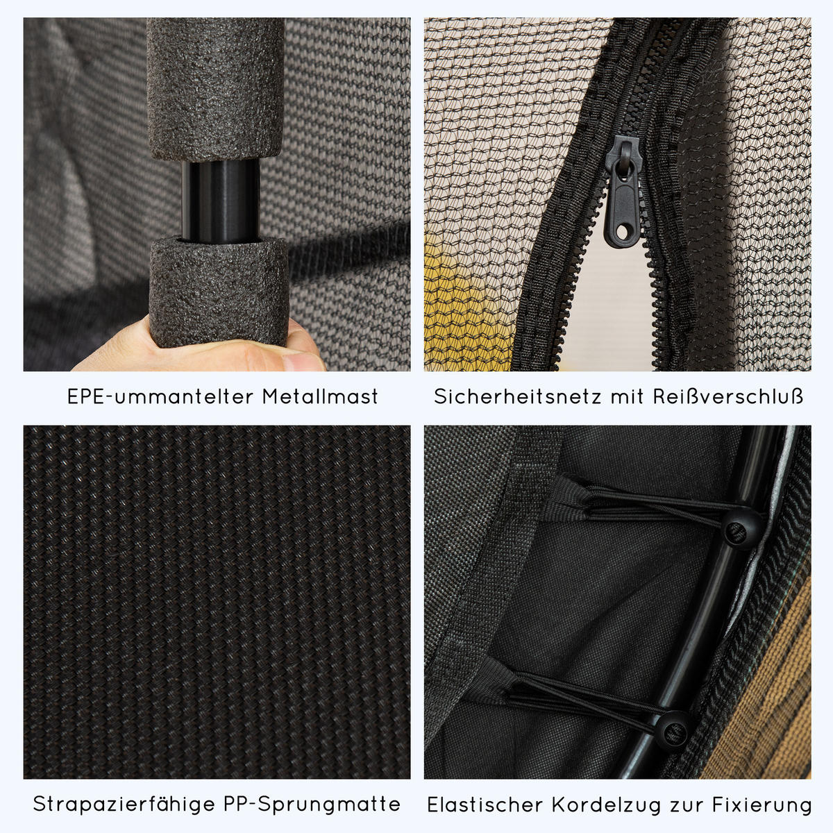 KINDERTRAMPOLIN - Schwarz, Kunststoff/Metall (163/163cm) - HOMCOM