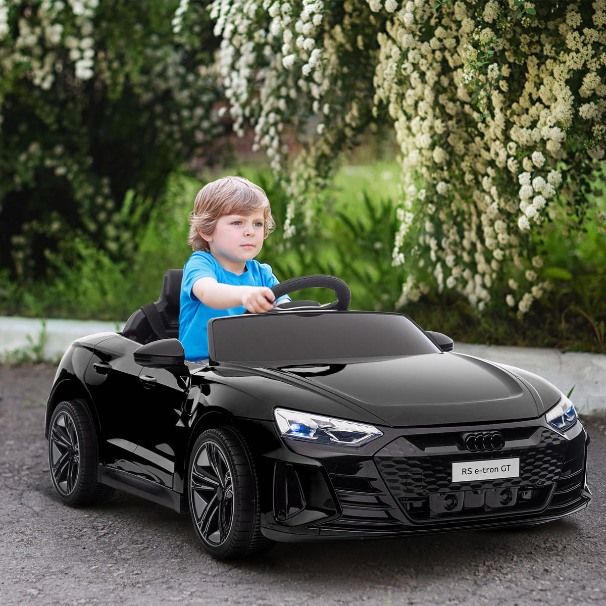 KINDER ELEKTROAUTO, Schwarz/Rot/Weiß, Kunststoff+ Eisen - Schwarz, Metall (103/58/41cm) - HOMCOM