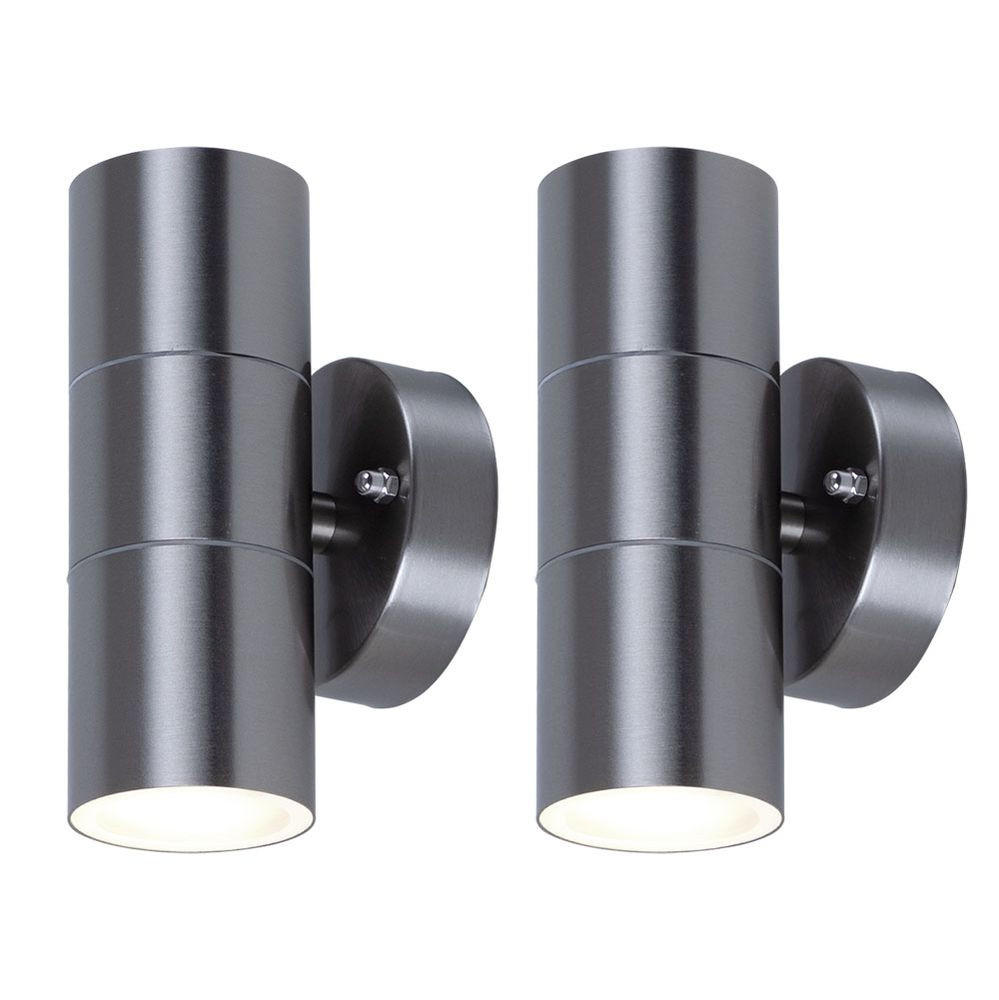 LED AUSSEN-WANDLEUCHTE Silber Metall 2er Set - Silberfarben, Glas (8.5/16.3/9.3cm)