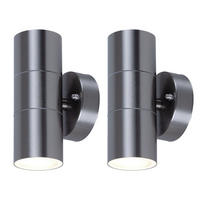 LED AUSSEN-WANDLEUCHTE Silber Metall 2er Set - Silberfarben, Glas (8.5/16.3/9.3cm)
