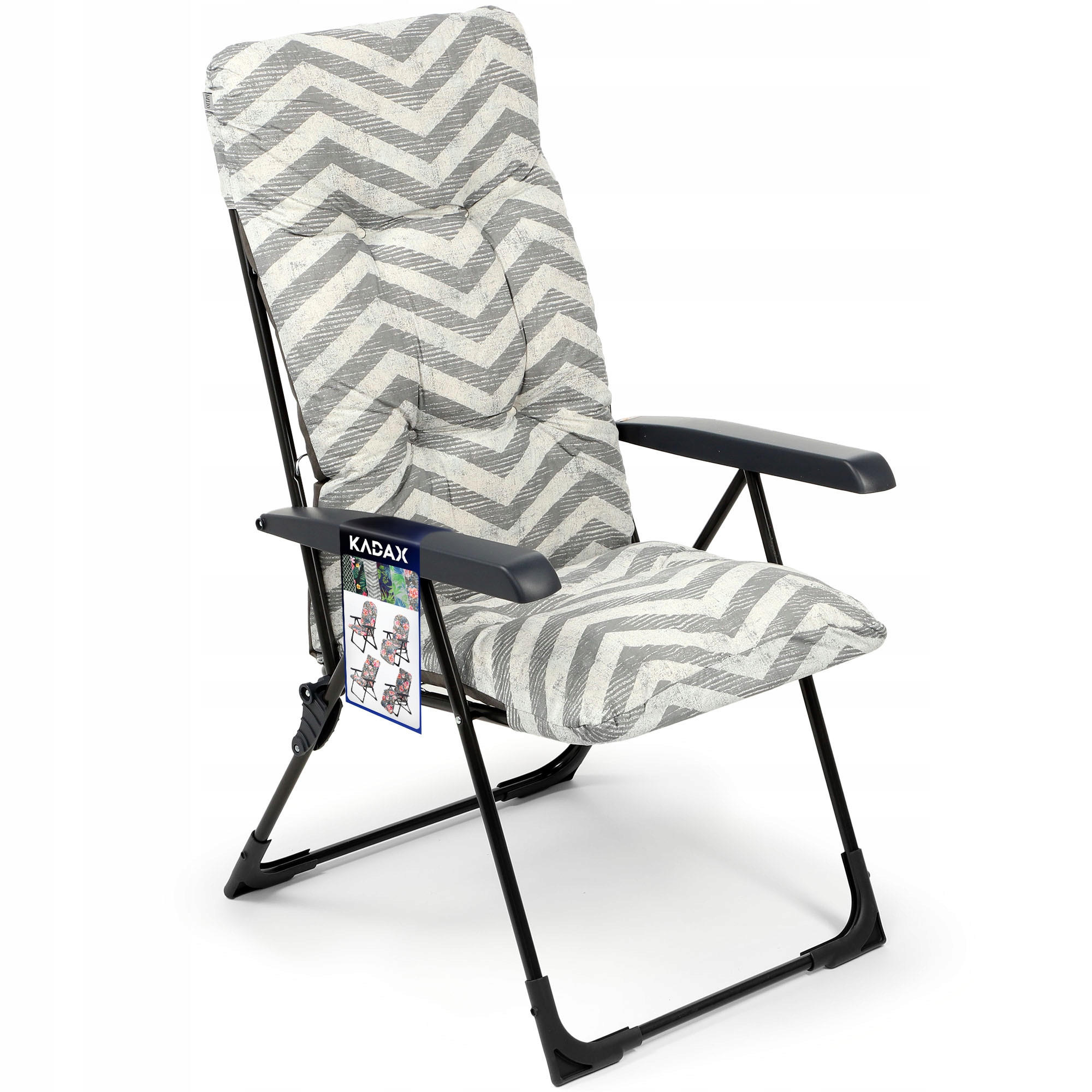 GARTENLIEGESTUHL 119 x 58 cm Zigzag“ - Weiß/Grau, Metall (58/119cm) - KADAX