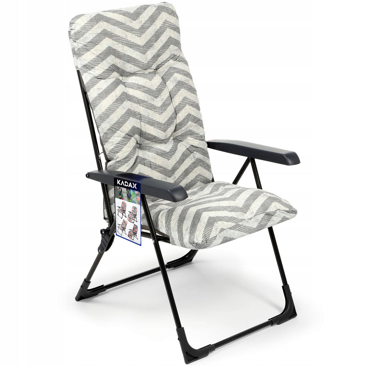 GARTENLIEGESTUHL 119 x 58 cm Zigzag“ - Weiß/Grau, Metall (58/119cm) - KADAX