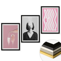 WANDBILDER 3er-Set - 40x60 cm Schwarzer Rahmen - Stilvolles Porträt, Champagner-Entspannung - Schwarz, Kunststoff (40/60cm) - ArtPrintCave