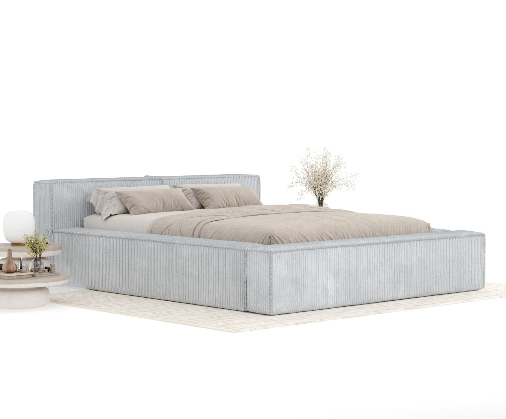 Thumbnail - Maison de Reve Polsterbett, Hellgrau, Textil, 160x200 cm, Oeko-Tex® Standard 100, FSC 100%, Made in EU, Schlafzimmer, Be...