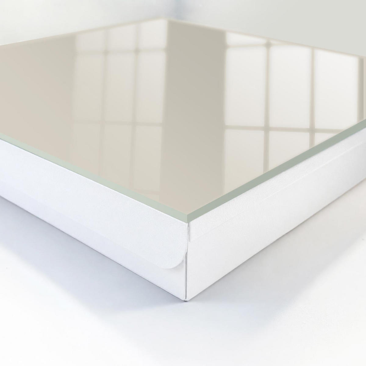 SCHLÜSSELBOX Weiß 30x30 cm – Türöffnung nach rechts - Warmer Stein - Creme, Metall (30/30/5cm) - TULUP