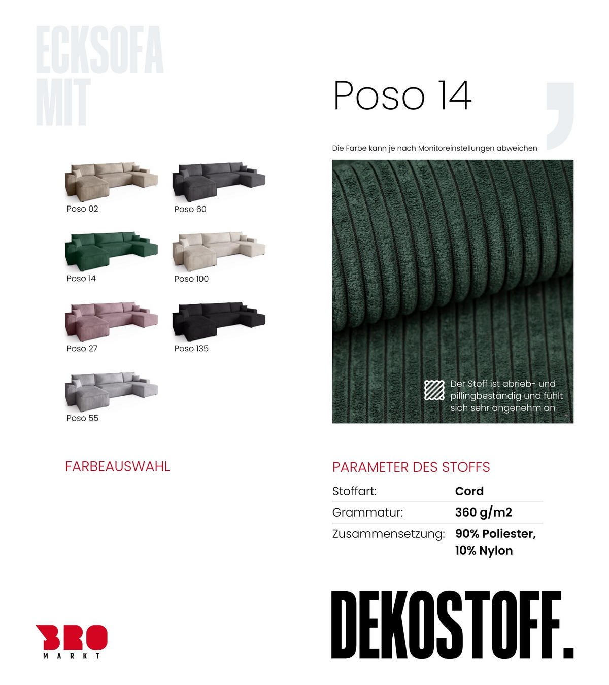 WOHNLANDSCHAFT ADI U mit Schlaffunktion Cordstoff Dunkelgrün - Dunkelgrün, Textil (312/85/143cm) - Bromarkt