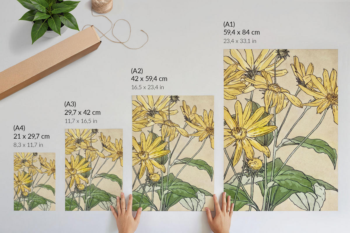POSTER - 29x42 cm - Hannah Borger Overbeck - Sonnenblumen - Gelb, Textil (29/42/0.1cm) - TULUP