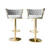BARHOCKER-SET Muz BS-1141 (2 Stück in Samt) - Goldfarben/Grau, Textil/Metall (50/98/48cm) - MIRJAN24