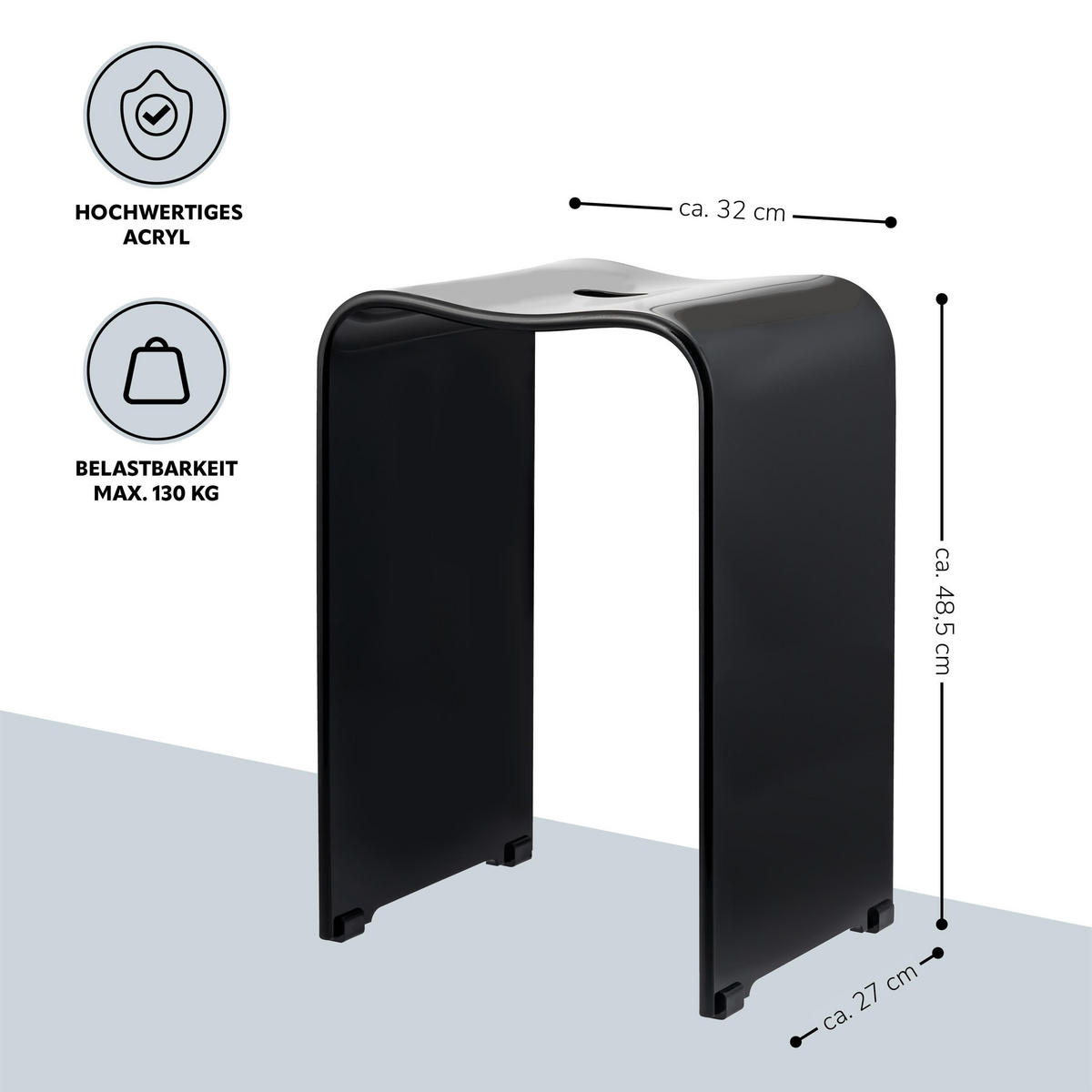 DUSCHHOCKER, schwarz, Kunststoff - Schwarz Hochglanz, Kunststoff (32/48.5/27cm) - bremermann