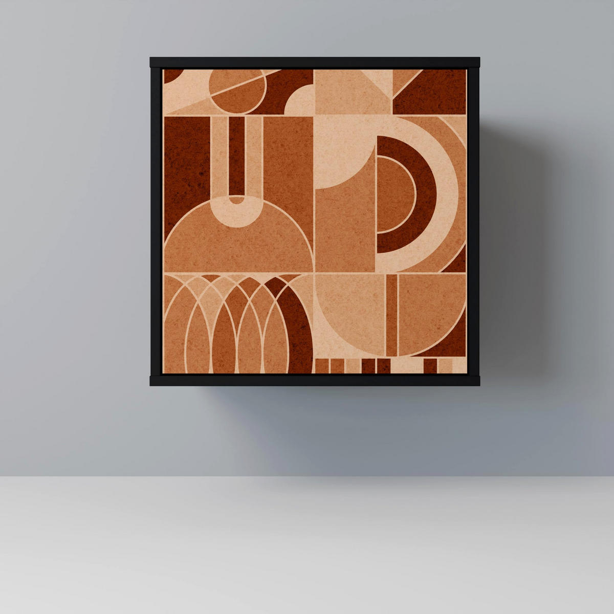 SIDEBOARD PRISM MOSAIC, Schwarz, 57,5x42x72,5 cm, Schwarze Metallfüße - Multicolor/Schwarz, Holzwerkstoff/Metall (57.5/72.5/42cm) - SpaceRebels