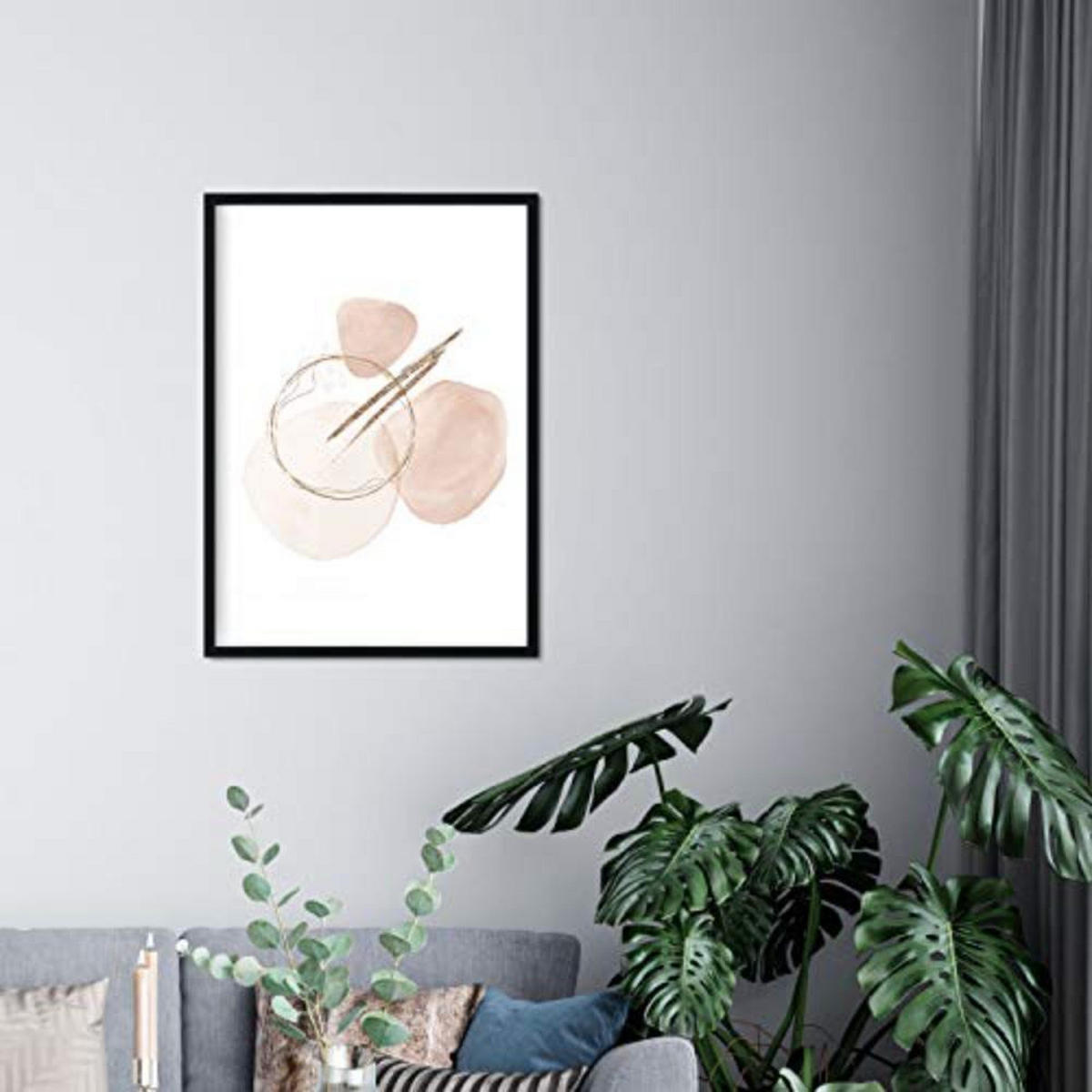 POSTER Set mit 4 Kunst Folien mit abstrakten Formen und Figuren A3 Schwarzer Rahmen - Schwarz, Papier (29.7/3cm) - Nacnic
