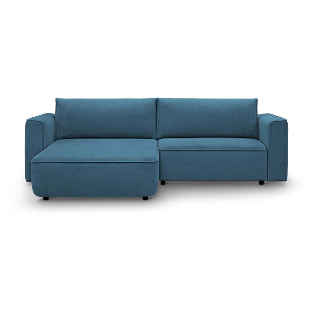 ECKSCHLAFSOFA Carlos dunkelblau - Schwarz/Dunkelblau, Kunststoff/Textil (265/170cm) - Beautysofa