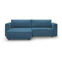 ECKSCHLAFSOFA Carlos dunkelblau - Schwarz/Dunkelblau, Kunststoff/Textil (265/170cm) - Beautysofa