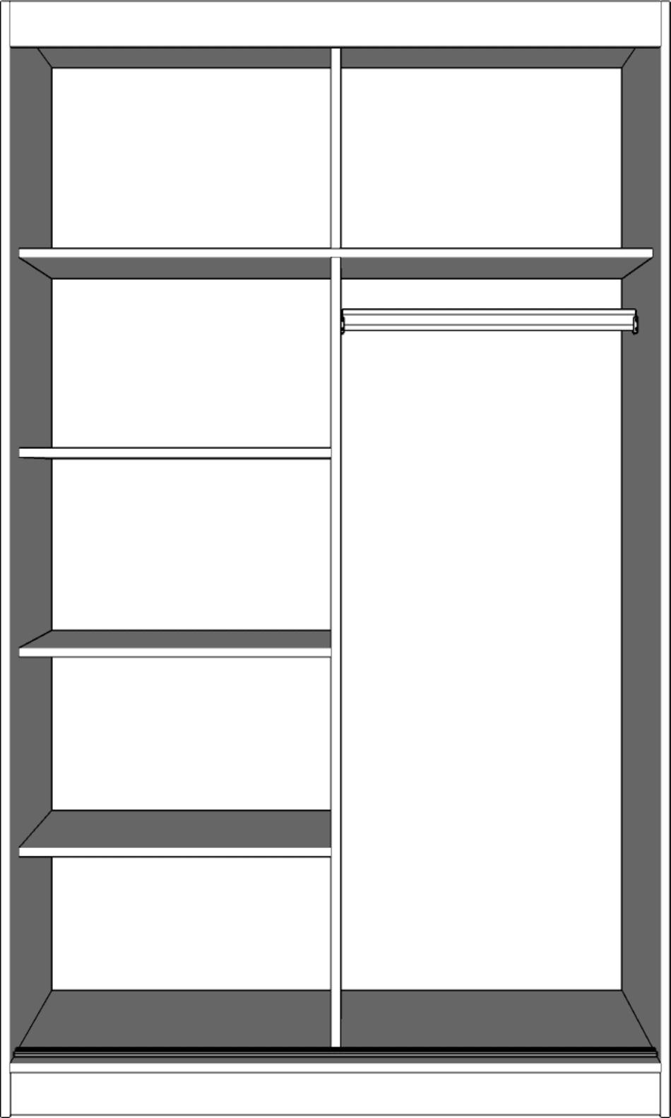 SCHWEBETÜRENSCHRANK Neomi 01 Schwarz/Weiß + Spiegel 120 cm - Alufarben/Schwarz, Holzwerkstoff/Kunststoff (120/200/61cm) - imoebel24