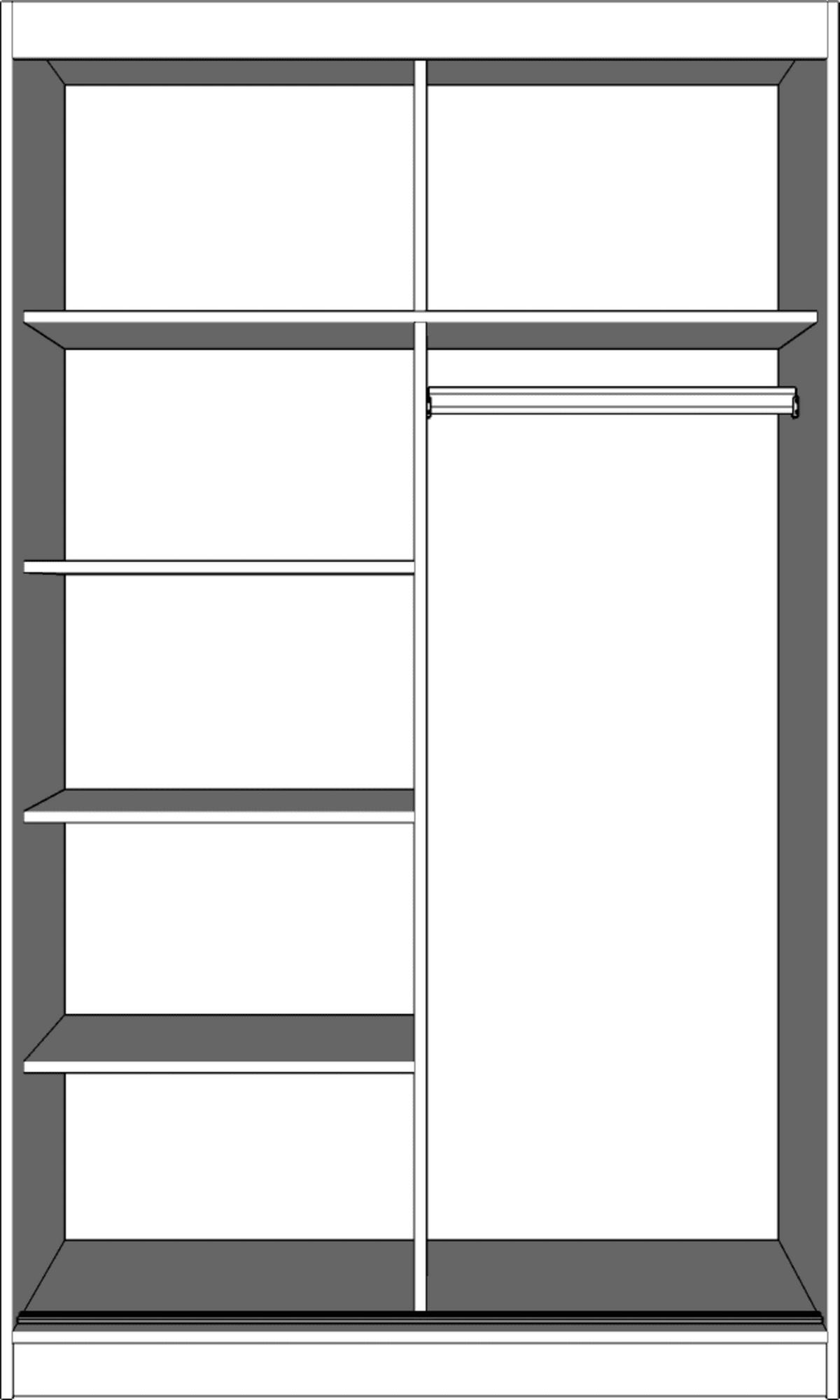 SCHWEBETÜRENSCHRANK NEOMI 01 mit Spiegel Schwarz/Sonoma - Alufarben/Schwarz, Holzwerkstoff/Kunststoff (120/200/61cm) - imoebel24