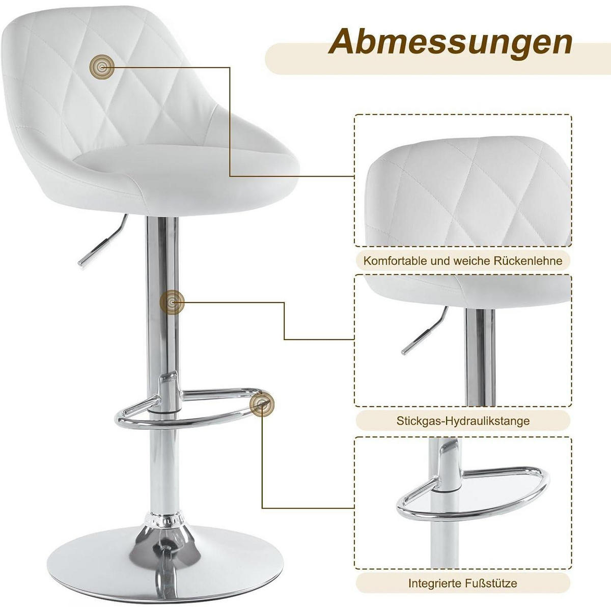 BARHOCKER 2er Set höhenverstellbar Weiß - Weiß, Kunststoff (40/83/40cm)
