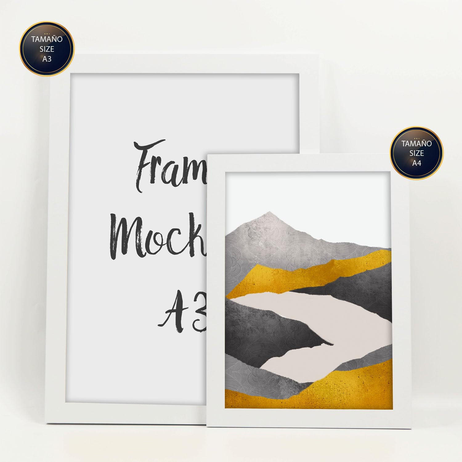 POSTER Set Mit 6 Bergrahmen In Kulissen Abstracts Ästhetische Dekorative Gemälde Für Ihr Wohnzimmer, Schlafzimmer, Zuhause A3 & A4 Weißer Rahmen - Weiß, Papier (29/3cm) - Nacnic