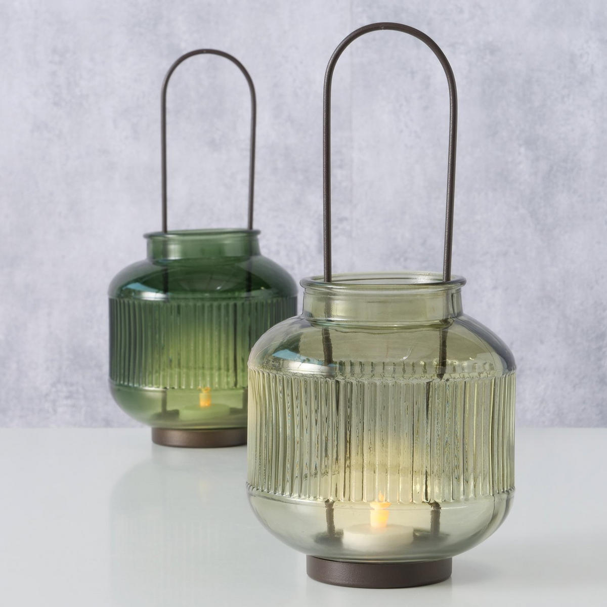 TEELICHTHALTER aus Glas Zenor 15/15/29 cm - Grün, Glas (15/29/15cm) - Boltze Home