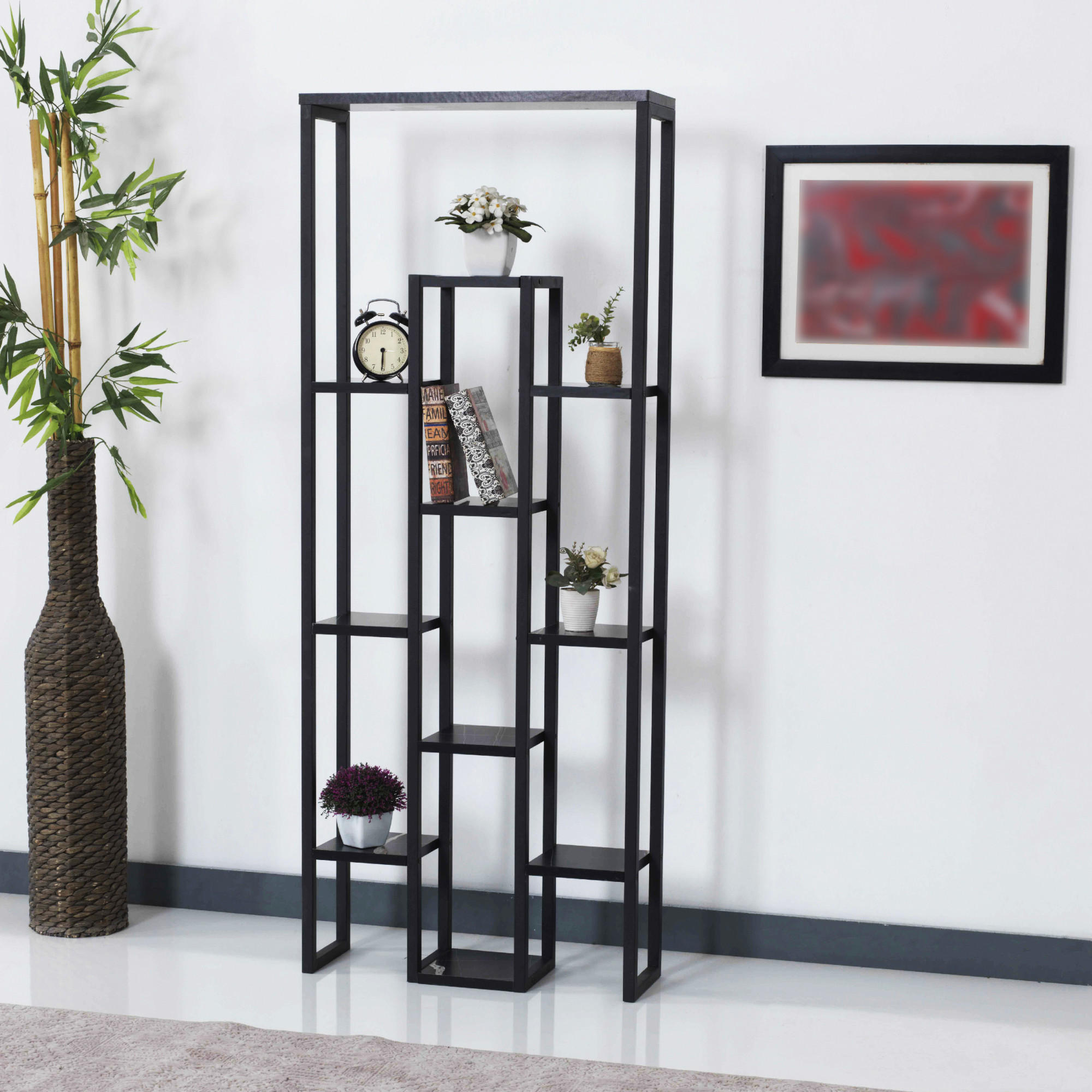 STANDREGAL Blaavandshuk - Schwarz, Holzwerkstoff/Metall (60/150/19cm) - [en.casa]
