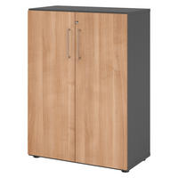 AKTENSCHRANK - 3 Ordnerhöhen 42/80/110 cm in Graphitfarben/Nussbaumfarben - Nussbaumfarben/Graphitfarben, Holzwerkstoff (80/110/42cm) - bümö