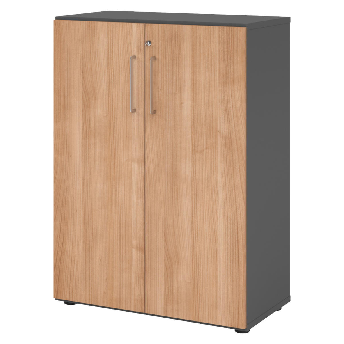 AKTENSCHRANK - 3 Ordnerhöhen 42/80/110 cm in Graphitfarben/Nussbaumfarben - Nussbaumfarben/Graphitfarben, Holzwerkstoff (80/110/42cm) - bümö