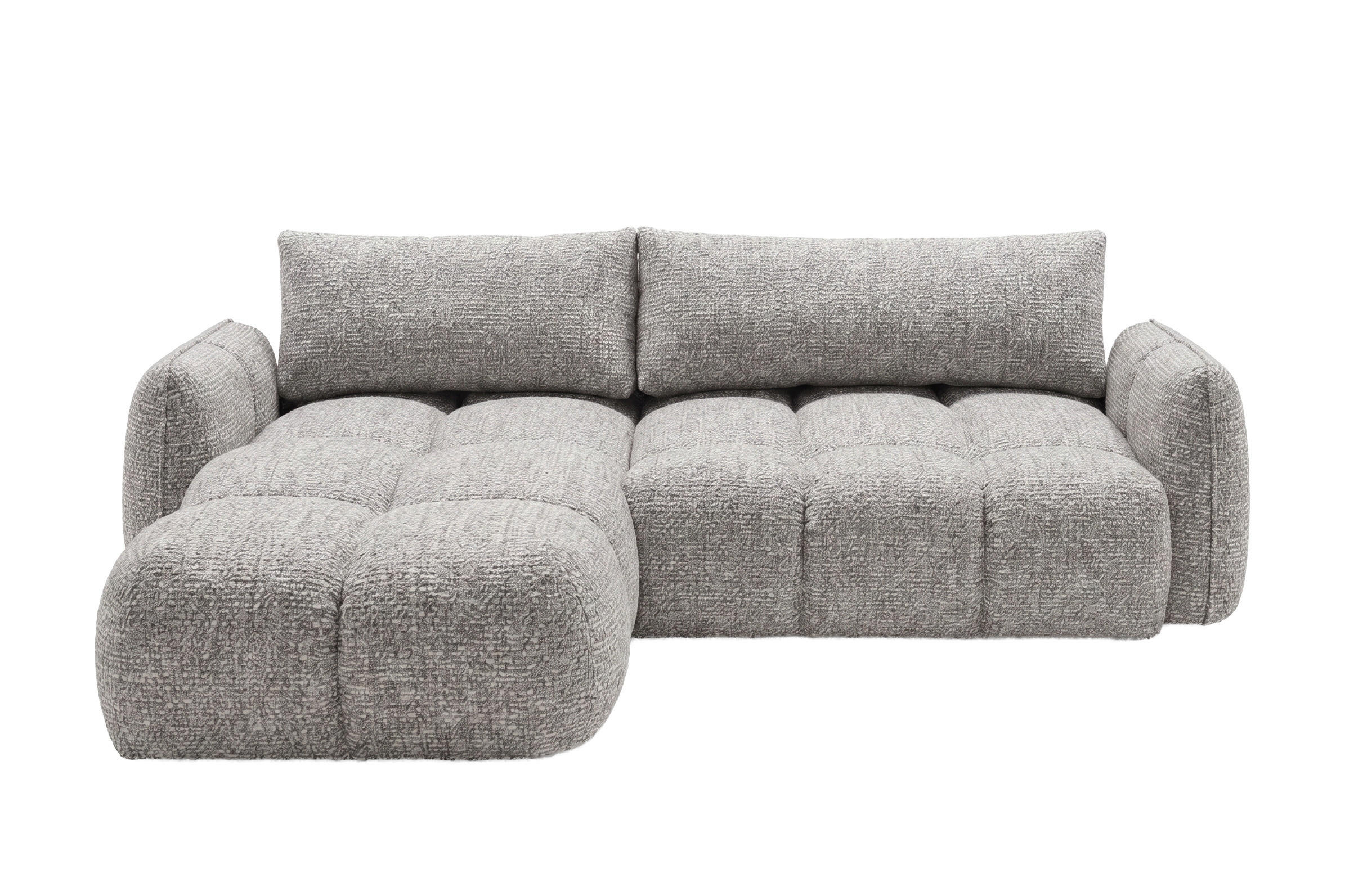 ECKSOFA L-Form Mit Schlaffunktion, Chenillestoff Puente, Hellgrau, Links, BELVEDER L - Hellgrau, Holz (250/168cm) - Kaiser Möbel