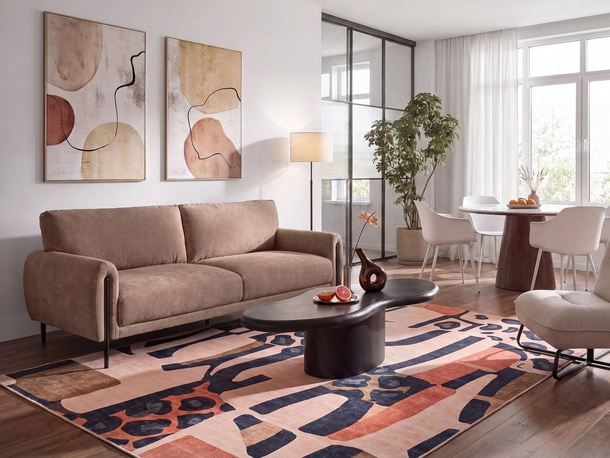 3-SITZER-SOFA Chenillegewebe Braun Skaro - Schwarz/Braun, Textil (214/87/89cm) - Beliani