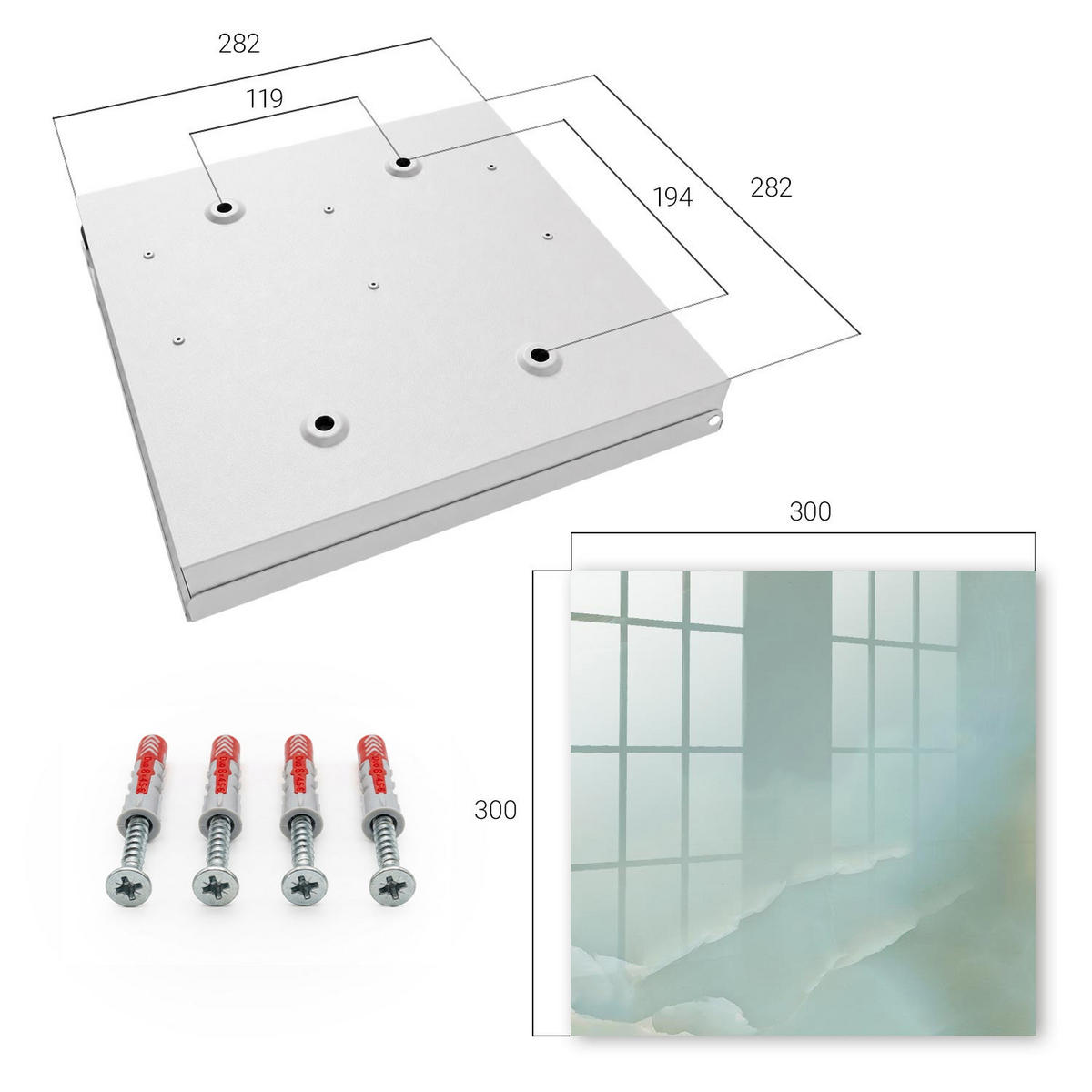 SCHLÜSSELBOX Weiß 30x30 cm – Türöffnung nach rechts - Pastellharmonie - Türkis, Metall (30/30/5cm) - TULUP