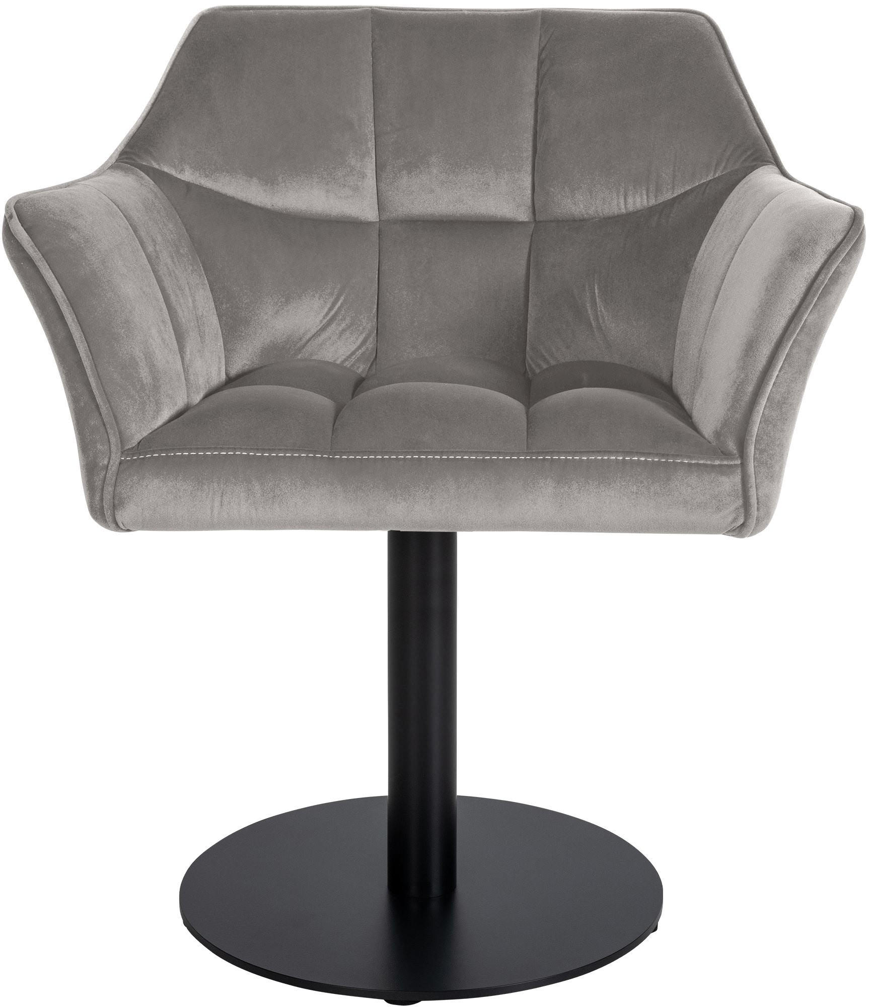 SESSEL Samt grau - Schwarz/Grau, Textil/Metall (64/75/48cm) - CLP