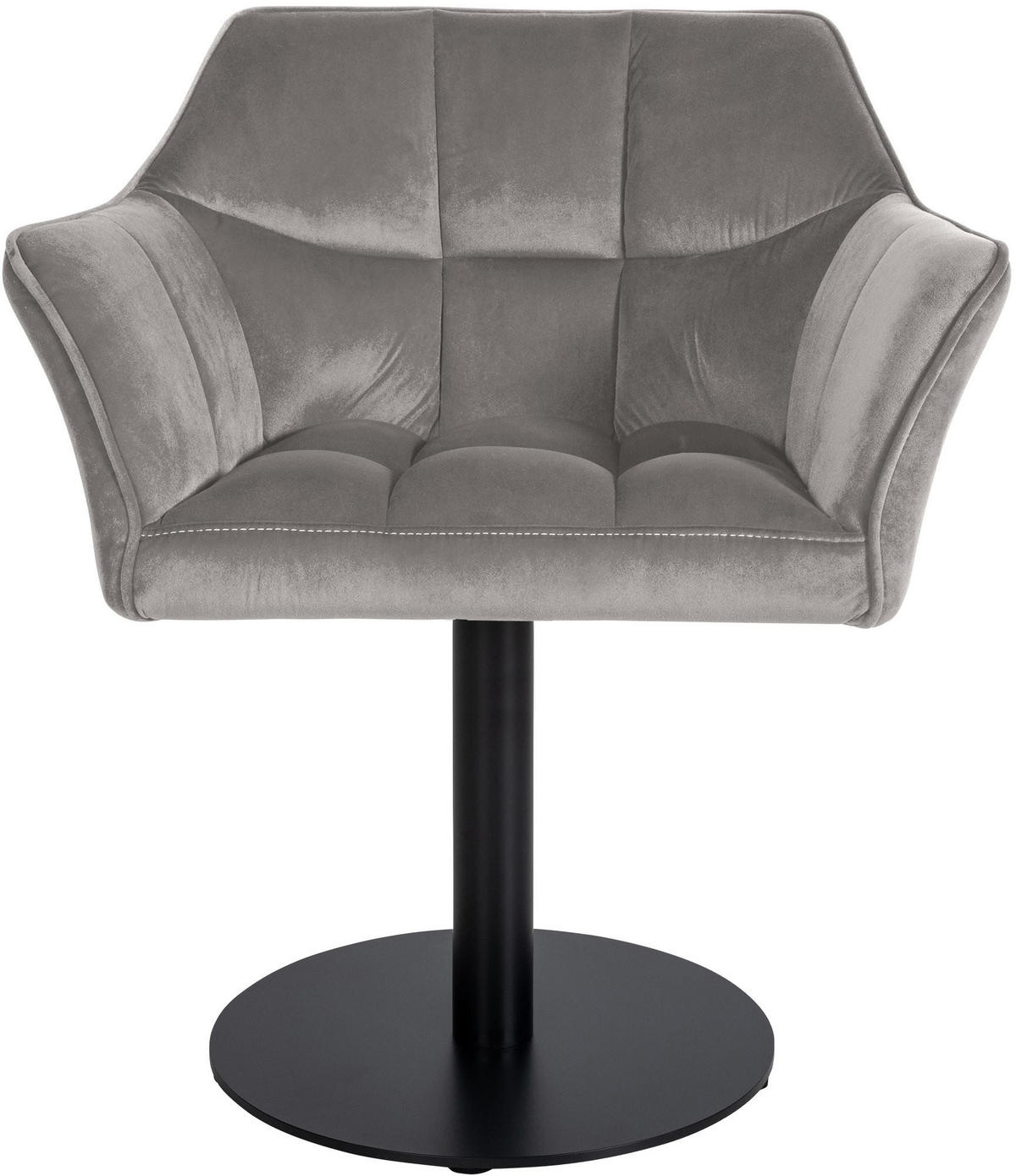 SESSEL Samt grau - Schwarz/Grau, Textil/Metall (64/75/48cm) - CLP