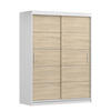 SCHIEBETÜRENSCHRANK - Lara 06 - Weiß + Sonoma - Weiß/Sonoma Eiche, Holzwerkstoff/Metall (150/200/61cm) - Möblo