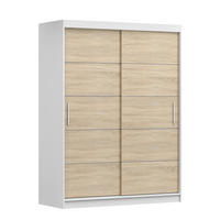 SCHIEBETÜRENSCHRANK - Lara 06 - Weiß + Sonoma - Weiß/Sonoma Eiche, Holzwerkstoff/Metall (150/200/61cm) - Möblo