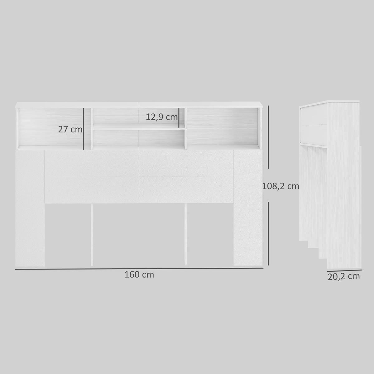 KOPFTEIL DE-18532 mit 4 offenen Fächern Weiß - Weiß, Holzwerkstoff (20.2/108.2/160cm) - ComfortXL