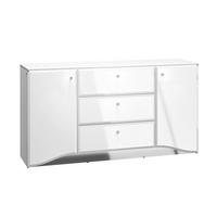 SIDEBOARD Glamour weiß / weiß hochglanz 160 / 41 / 85cm - Weiß Hochglanz/Weiß, Glas/Holz (160/85/41cm) - Feldmann-Wohnen