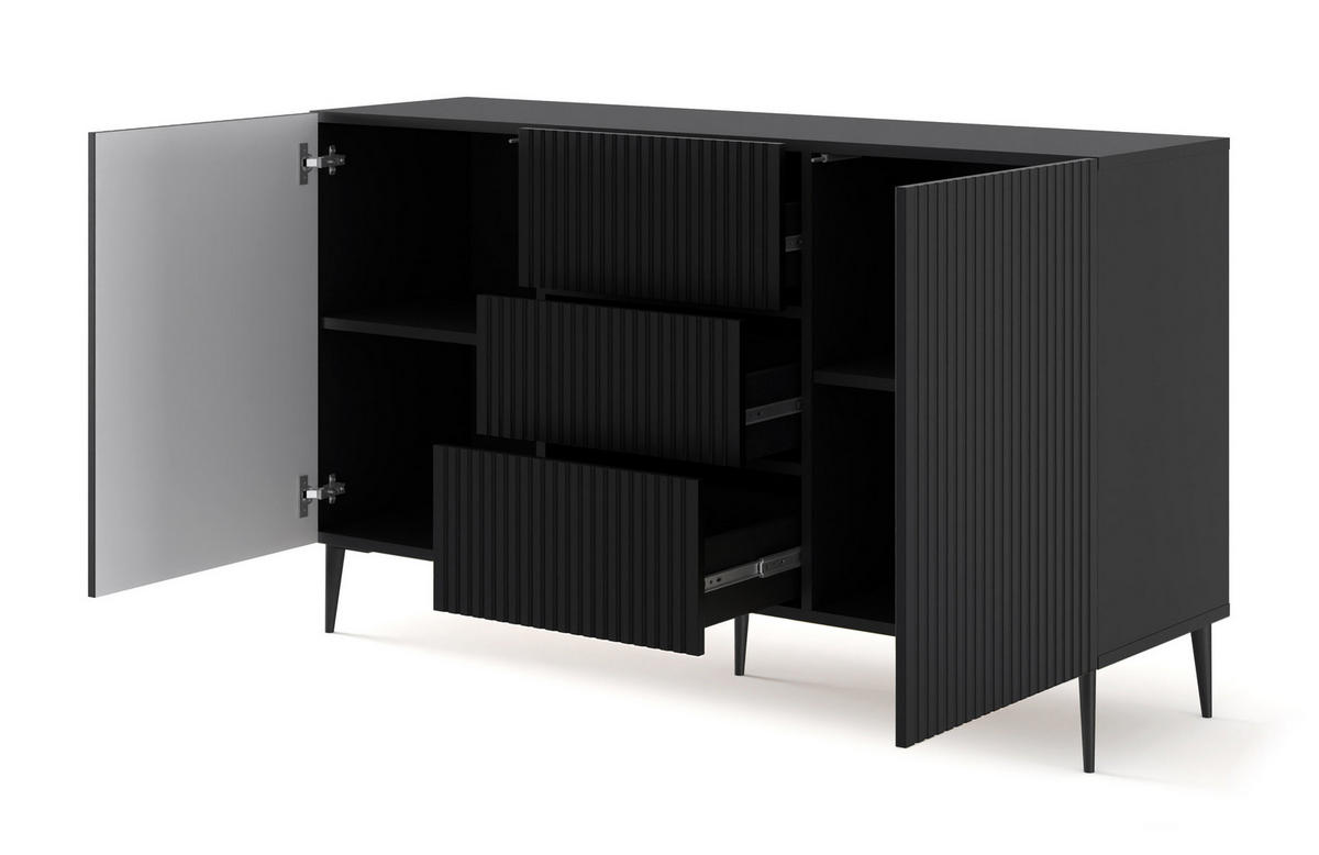 SIDEBOARD SCHWARZ - Schwarz, Holzwerkstoff (150/87/42cm) - FURNLUX