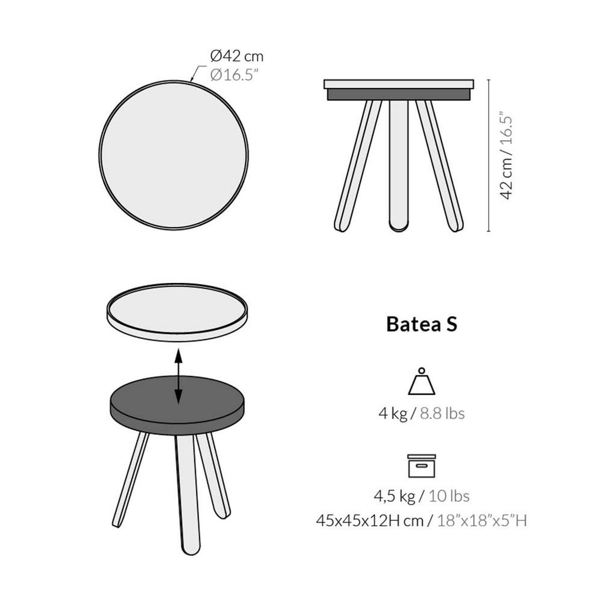 BEISTELLTISCH Batea S mit Tablett - Walnussfarben/Schwarz, Holz (42/42/42cm) - Woodendot