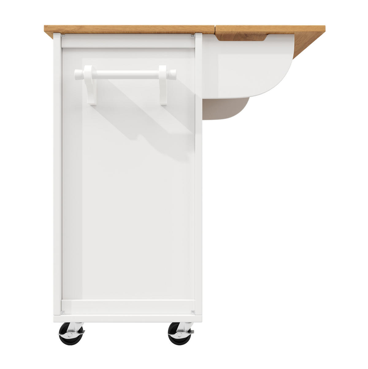 KÜCHENINSEL 137,9/73/92,5 cm Weiß aus MDF und Metall mit Klapptisch - Weiß, Holzwerkstoff (73/92.5/137.9cm) - OKMYHOME