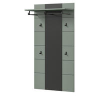 GARDEROBENPANEEL Salbei und Grau, Wandgarderobe 80 x 141 cm, Cooper - Salbeigrün/Dunkelgrau, Holzwerkstoff (80/141/29cm) - Inn.Furn